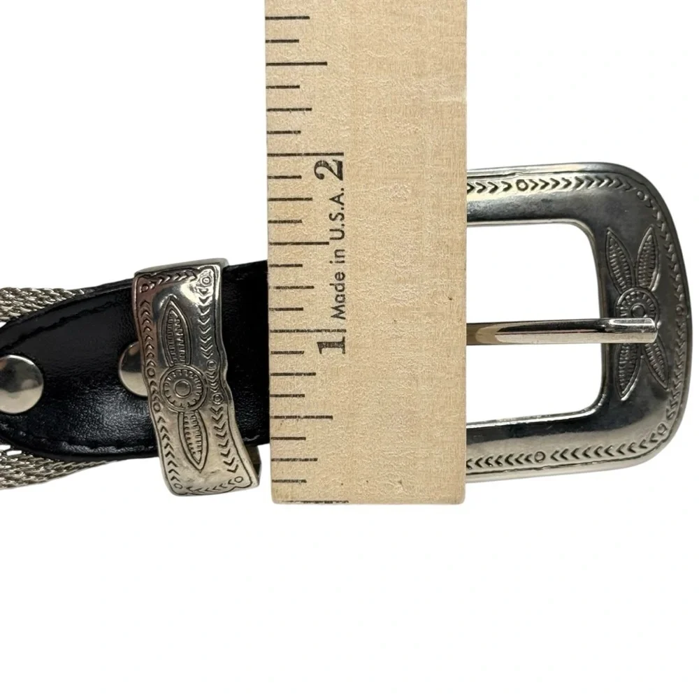 Vintage Metal Belt Beaded Adjustable Silver Rare Western Cowgirl Rodeo Turquoise